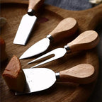 16 Pcs Mini Cheese Knife Set with Oak Handle - Stainless Steel Charcuterie Knife Set Including Cheese Fork, Slicer - Perfect for Charcuterie Boards