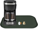 Silicone Coffee Maker Mat with Lip, 17.4'' x 10.6'' Heavy Duty Coffee Maker Mat for Countertops, Coffee Tray Fit Under Coffee Machine Appliance Automatic Machines Espresso Accessory, Dark Olive