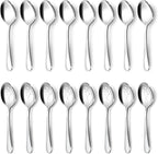 BEWOS 16-Piece Serving Spoons Set - Set of 8 Serving Spoons, Set of 8 Slotted Spoons, 9.1-Inch Utensils Set for Parties, Stainless Steel, Dishwasher Safe, Large Spoon For Buffet