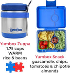 Yumbox Snack Box - 3 Compartment - Leakproof Bento Lunch Box for Kids (Surf Blue with Dinosaur Tray)