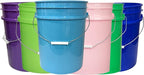 House Naturals 5 Gallon Food Storage Grade Plastic Bucket - Made in USA (Pack of 6 Color Buckets)
