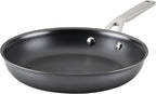 KitchenAid NITRO Carbon Steel Frying Pan/Skillet, Stainless Steel Handle, Compatible with All Cooktops, 10 Inch Open Fry Pan - Black