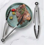 Kitchen Tongs for Cooking Locking Silicone Stainless Steel Buffet Serving Tongs, 7,9 and 12 Inch Silicone Spatula Non-stick,Heat Resistant 4 Pack