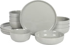 Gibson Home Oslo 12-Piece Porcelain Chip and Scratch Resistant Dinnerware Set, Grey,Service for 4