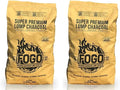 FOGO Super Premium Hardwood Lump Charcoal, Natural, Large Sized Lump Charcoal for Grilling and Smoking, Restaurant Quality, 17.6 Pound Bag, 2-Pack