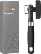 Can Opener, Safe Side Cut Manual Can Opener with Durable Sharp Blade, Smooth Edge Cutting, Effortless Big Knob, Comfortable Grip Handle, Black
