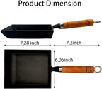 Tamagoyaki Japanese Omelette Pan Cast Iron with Wooden Lid, Square Japanese Egg Pan, Rectangle Tamago Pan with Spatula & Chopsticks 7” x 6” (Black)