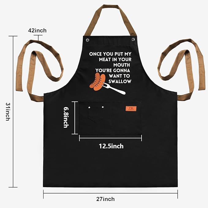 REHAVE Gift Ideas For Her Him - Birthday Gifts For Men, Dad, Husband, Boyfriend, Brother - Funny BBQ Apron for Men with Pockets, Dad Gifts from Daughter, Son - Cooking Gifts, BBQ Gifts, Grill Apron