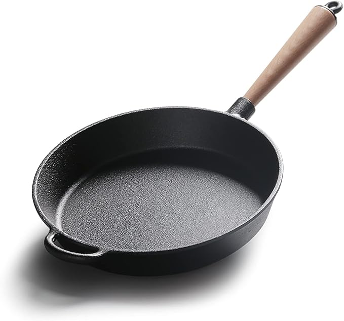 LI-GELISI Pre-Seasoned Cast Iron Round Griddle, 9.4 Inch, Oven Safe, Non-Stick, Heavy Duty, Easy Clean