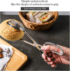 2 Pieces Buffet Salad Tongs for Kitchen Serving and Cooking, Stainless Steel Food Scissor Tongs, Catering Utensil for Bread Cake Bake Steak Barbecue (Silver)