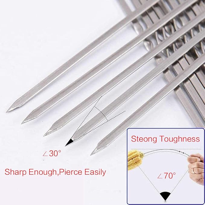 Metal Skewer for Grilling,Kabob Skewer,Flat BBQ Barbecue Skewer,Grilling Skewers Set,Reusable BBQ (14" skewer(16 pack))