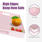 Gifturbo Pink Serving Trays,Decorative Serving Tray with Handles, Coffee Table Rectangular Trays Plastic Tray for Ottoman Bathroom,Living Room, 15.7” x 10.2” x1.37”