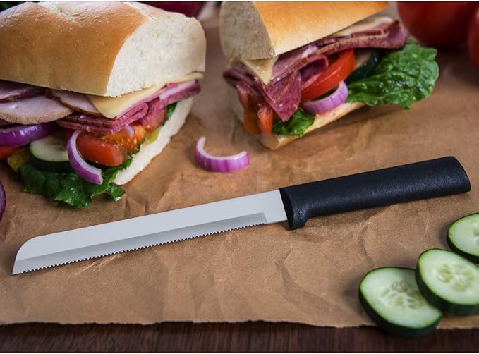 Rada Cutlery 7-Piece Starter Knife Gift Set (G257), Stainless Steel Hollow Ground Blades, Made in USA, Black Handles