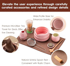 Matcha Whisk Set - Ceramic Bowl, Bamboo Whisk with Holder, Storage Canister, Sifter, Schima Spoon with Rest, Tea Towel - 8 Pcs Complete Kit for Traditional Matcha and Modern Lattes (Pink)