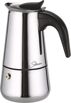 Coffee Maker 4 Cup Moka Pot Stainless Steel Percolator coffee pot Espresso Maker, Compatible with Gas, Electric, Ceramic, and Induction stovetops(6.6 fl oz/200 ml)