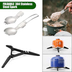 Odoland 8pcs Camping Cookware Mess Kit, Camping Pot and Pan Set with Mini Backpacking Stove, Stainless Steel Cup, Spork and Tank Bracket, Cooking Gear for Outdoor, Hiking, Picnic, Campfire