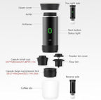 Decdeal Cordless Coffee Machine for Car Home Travel 3 in 1 Electric Coffee Maker Work With Capsule and Ground Coffee 15Bar Mini Cold Brew and Heating Coffee Maker with 150ml Cup