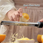 Long Flat Head Stainless Steel Cheese Grater Precision-Engineered Blades, Lemon Ginger Zester Non-Slip Handle, Ideal for Parmesan, Citrus, Spices, Durable Rust-Resistant (12.6" x 1.38")