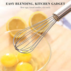 NileHome Stainless Steel Whisk Set 8" 10" 12" Kitchen Whisk Kitchen Wisk Wire Whisks for Cooking, Whisking, Blending, Beating, Stirring-4 Pack