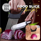 Stainless Steel Onion Holder, 2 Pack - Slicing Assistant Tool for Onion, Potato, Tomato (Grey)