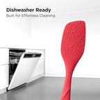 Kitchen Mama WaltzGrip Platinum Silicone Scraping Spatula: Heat Resistant, Seamless, Non Stick for Frying Pan Cookware, Safe, Flexible Bowl Scraper - Ideal for Mixing, Baking, Stirring (Red)