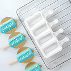 Pastry Tek 4 Cavities Popsicle Molds, 10 Cylinder Cakesicle Molds - Flexible, Freezable, White Silicone Cake Popsicle Molds, Easy Release, For Baking - Restaurantware