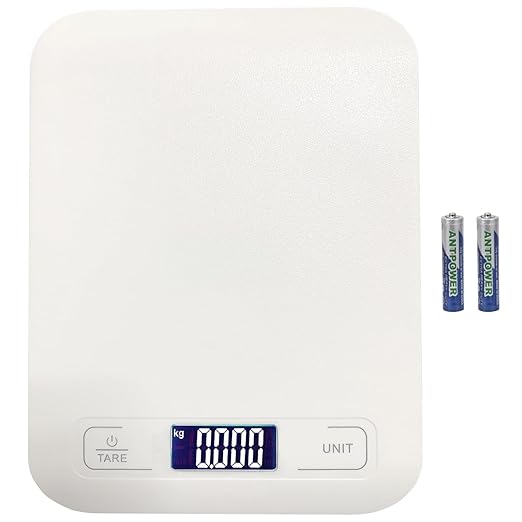Digital Shipping Scale,Large Panel, Accurate Portable Postal Scale for Packages, Small Business,Kitchen, Food, Handmade, Liquids, and Boutique (White Battery(10kg/1g))