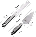 Cake Cutting Set for Wedding Cake Knife and Server Set, Cake Cutter and Pie Spatula, Cake Server and Knife Set of 2 (Plastic Handle, Silver)