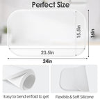 Silicone Coffee Maker Mat with Lip, 24'' x 16'' Heavy Duty Coffee Maker Mat for Countertops, Coffee Tray Fit Under Coffee Machine Appliance Automatic Machines Espresso Accessory, Translucent