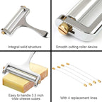 NANEEZOO Cheese Slicer, Adjustable Thickness Heavy Duty Stainless Steel Cheese Slicers With Wire for Soft & Semi-Hard Cheeses - 4 Replacement Stainless Steel Cutting Wire Included (Silver)