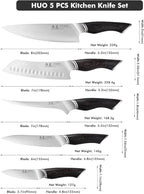 SHANGDAO Kitchen Knives Set, 5-Piece Chefs Knife Set, Professional Ultra Sharp Kitchen Knives for Cooking 3 Layers VG10 Alloy Steel Chef Knives