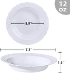 DaYammi 50 Pack Plastic Bowls, 12oz Disposable Soup Bowls, Heavy Duty Dinner Bowls for Weddings, Parties, Dinners, Catering and Everyday Use
