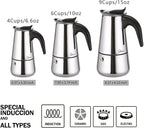 Coffee Maker 6 Cup Moka Pot Stainless Steel Percolator coffee pot Espresso Maker, Compatible with Gas, Electric, Ceramic, and Induction stovetops(10 fl oz/300 ml)