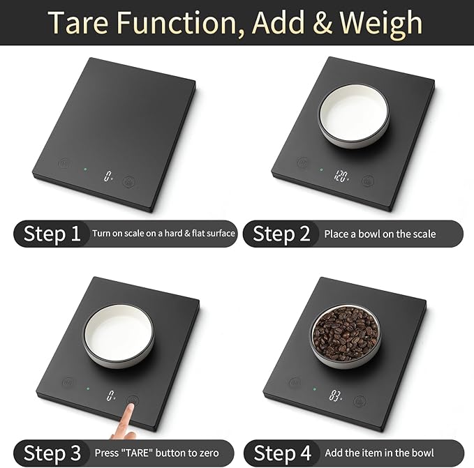 Homebuds 22lb/10kg Digital Food Scale in High Precision 0.1oz/1g, Our Own Kitchen Scale Professional Factory SINCE 2001, Home and Kitchen Essentials for Cooking and Baking, LED, 3*AAA Batteries, Black