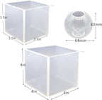 Large Cube Resin Molds-Sphere Silicone Casting Molds for DIY Art Epoxy Resin,Transparent Deep Square Sphere Silicone Molds for Resin Casting