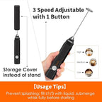 Rechargeable Milk Frother Handheld 3 Speed Adjustable, Electric Whisk Foam Maker, Handheld Drink Mixer, Mini Frother Wand with Stainless Steel Whisk for Coffee, Lattes, Cappuccinos, with Storage Cover