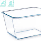 NUTRIUPS 2.7QT Glass Bread Pan with Lid, 8.6x5.1 Inch Deep Loaf Bread Baking Nonstick Pans with Airtight Lids, Rectangular loaf pan for Homemade Meatloaf Sourdough (2.6L Rectangle)