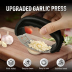 Stainless Steel Garlic Press Rocker, 2025 New Garlic Mincer and Garlic Crusher, Easy-Squeeze Garlic Tool with Peeler and Cleaning Brush for Smashing Garlic (A2-3Pcs)