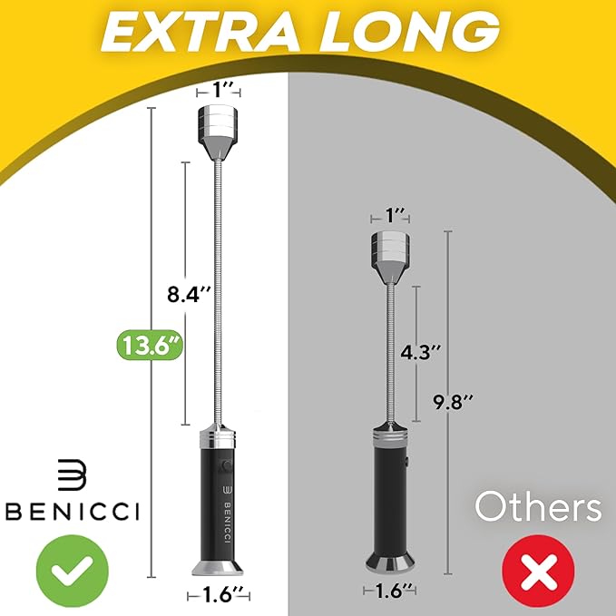 Flexible LED BBQ Grill Lights Set of 2 - Perfect Grilling Accessories Light with 360-Degree Magnetic Base and Extra Long Gooseneck - 100% Portable Outdoor Lamp w/ 6 Batteries Included