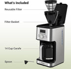 Gevi 14 Cup Coffee Maker Programmable with 1-4 Cup Setting,Stainless Steel Drip Coffee Machine, Strong Brew,Pause-Serve,Keep warm & Auto Shut off