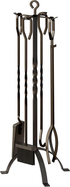 Fire Beauty 5 Pieces Fireplace Tools Sets Fireplace Accessories Tools Holder with Handles Tools for Indoor Fireplace Decor Outdoor Fire Pit Modern Tool(Black)