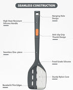 Silicone Spatulas and Spaghetti Spoons, 4 Pack Heat Resistant Full Silicone Cooking Utensils Set, Non Stick Large Kitchen Spatula Spoons for Cooking, Mixing, Serving, Draining