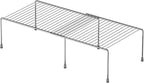 iPEGTOP Expandable Kitchen Cupboard Organiser, 2-Piece Adjustable Freezer Cabinet Storage Wire Shelf Rack Rustproof Metal Shelves Space Saver for Countertop Pantry Drawer Utensils