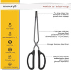 12" Stainless Steel Scissor Tongs with Comfort-Grip Handle (Black)