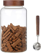 Large Glass Coffee Jars with Spoon,Round Storage Canister with Wooden Lid Clear Glass Food Jar for Pantry Sugar Tea Coffee Bean Spice Nuts Cookies Bath Salts (2300ml/77oz)