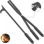 Heavy Duty Fire Tongs Firewood Grabber Tool with Scissor Shape Serrated for Campfire, Bonfire, Fire Pit Log Claw Tongs - Black