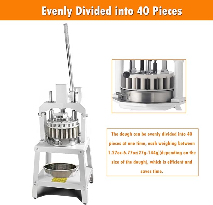 INTSUPERMAI Commercial Dough Divider Cutter 24PCS Manual Cutting Machine Maker Cutter 1.59oz-8.46oz(45g-240g) Dough Divider Cutter Machine Bakery Equipment Heavy Duty for Bread, Pizza, Brioche