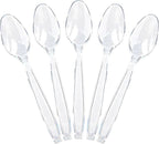 400 Count Heavy Duty Clear Plastic Spoons, Solid and Durable Disposable Spoons, BPA-Free and Heat Resistant, Premium Disposable Spoon for Party and Daily Use