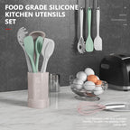 Silicone Cooking Utensils Set - 446°F Heat Resistant Silicone Kitchen Utensils,Spatula,Spoon, Kitchen Utensil Sets Gadgets Tools Set for Nonstick Cookware,Dishwasher Safe BPA FREE (Multicolor)