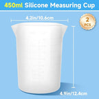 Gartful 450ml Large Silicone Measuring Cups, 15OZ Reusable Squeeze and Pour Resin Cups for Epoxy, Casting Molds, Slime, Craft Art Projects, Cup Making, Waxing, 4 Packs